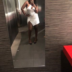 Silver sequin party dress